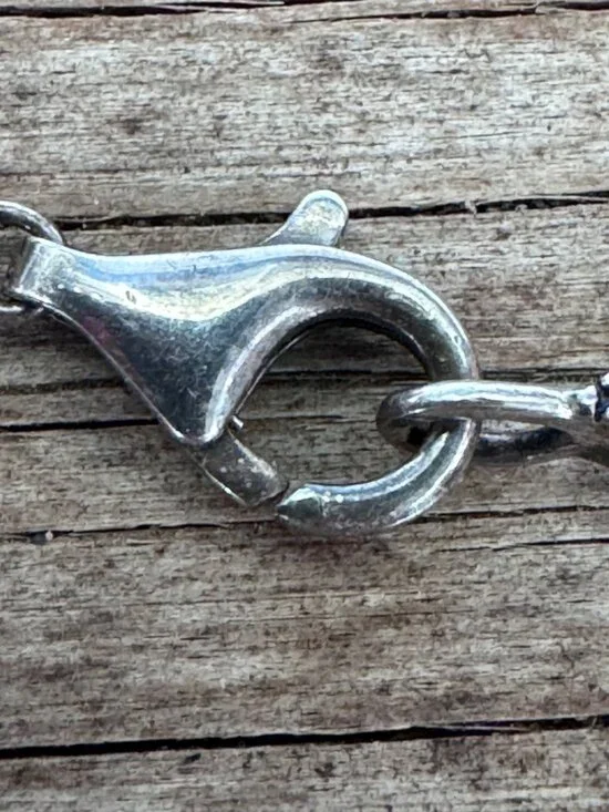 Sterling Silver Link Bracelet 925 Marcasite Style Circle Link Lobster Clasp 7” 1 - Picture 3 of 8